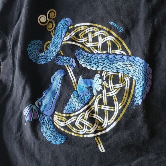90s Vintage tee hewlin dragon art tattoo stiles Rare retro - Picture 1 of 8